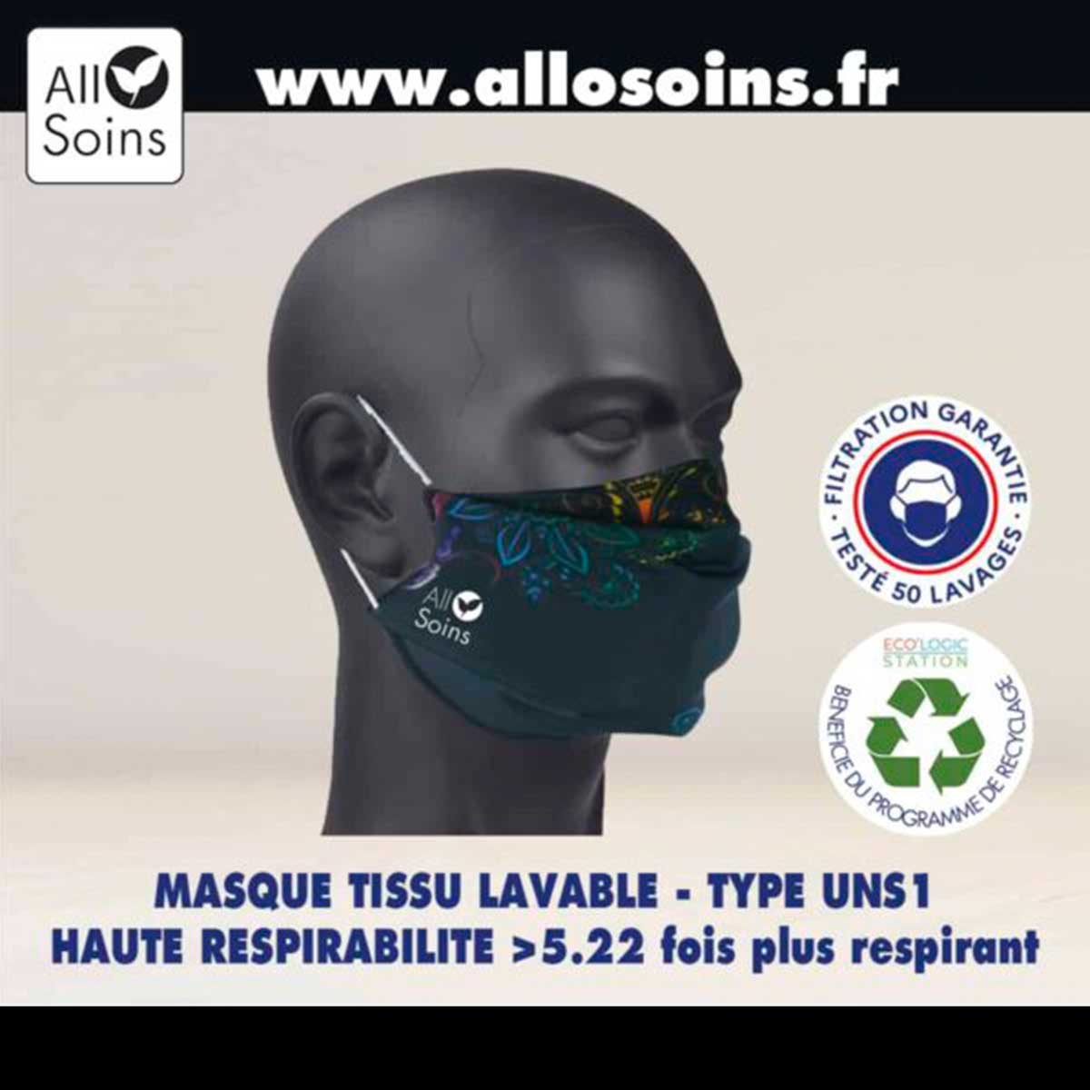 Masque Tissu Lavable Muc-Off - 3 Couches, Ajustable, Lavable 20 Fois, Plusieurs Couleurs